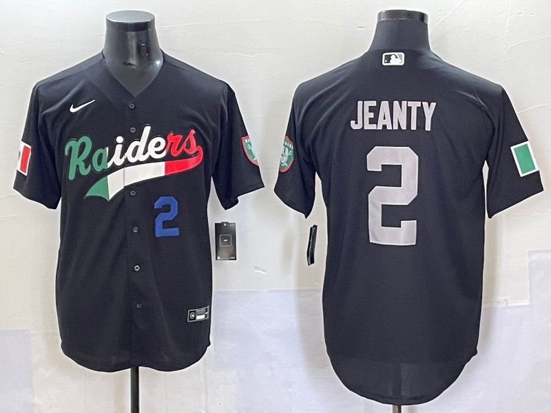 Men 2025 Oakland Raiders #2 Jeanty Black Joint Name Nike Limited NFL Jersey style 7032